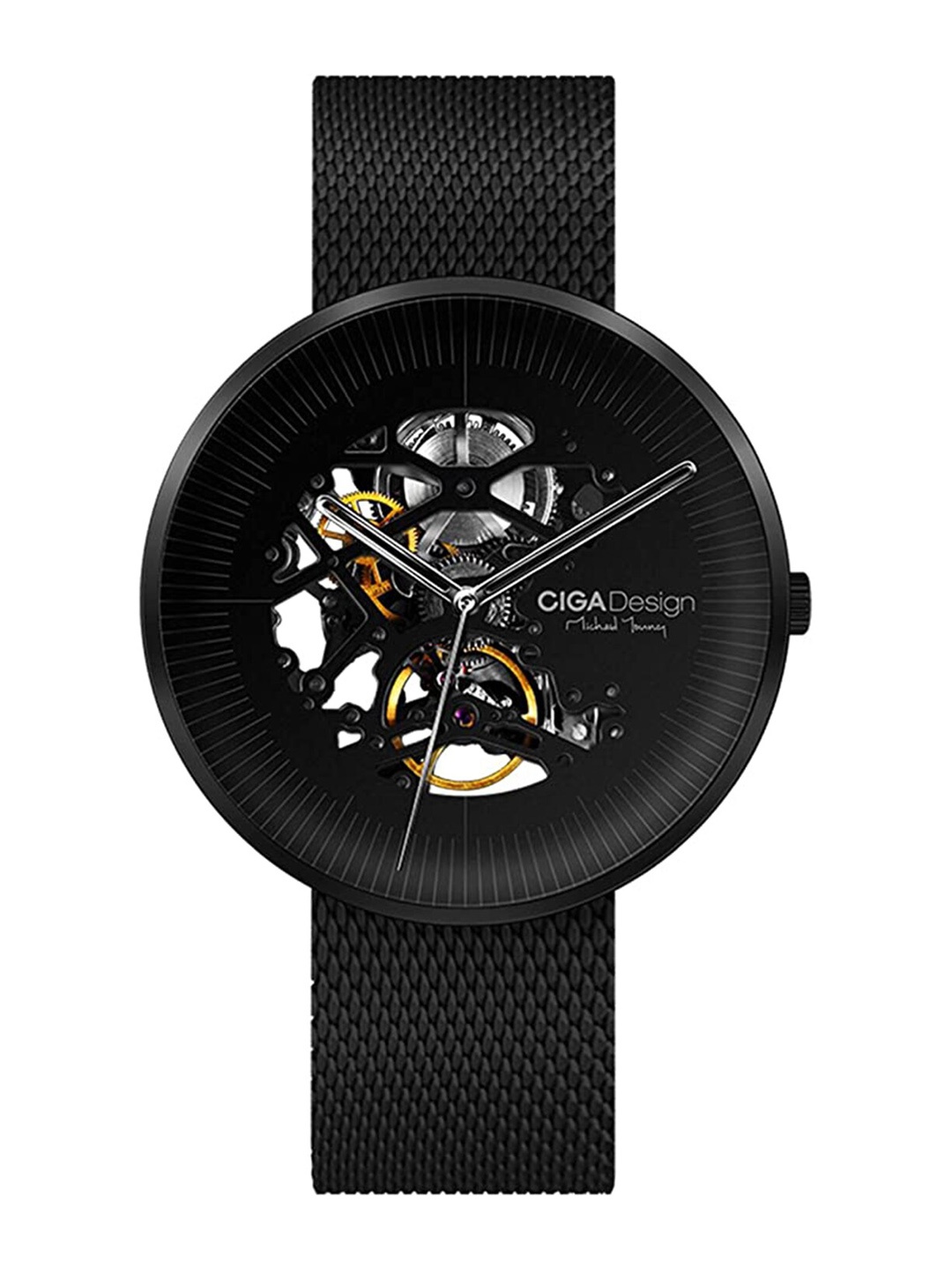 

CIGA Design Women Black Skeleton Dial & Straps Analogue Automatic Watch M021-BLBL-W13