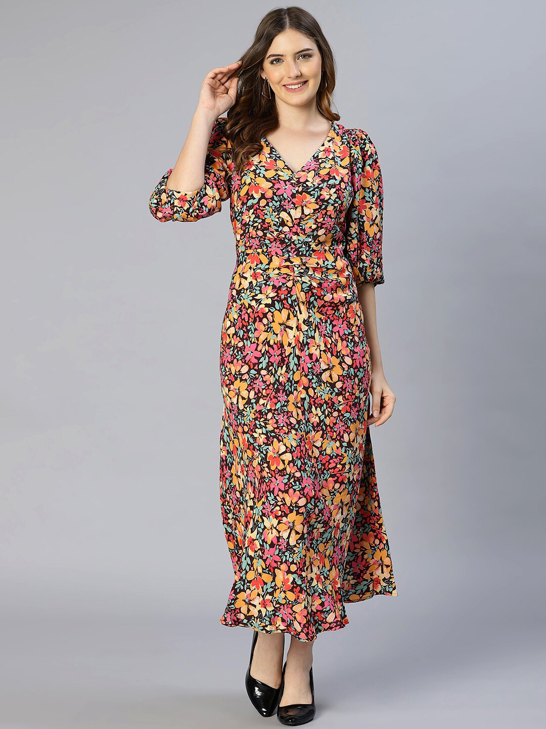 

Oxolloxo Multicoloured Floral Satin Maxi Dress, Multi