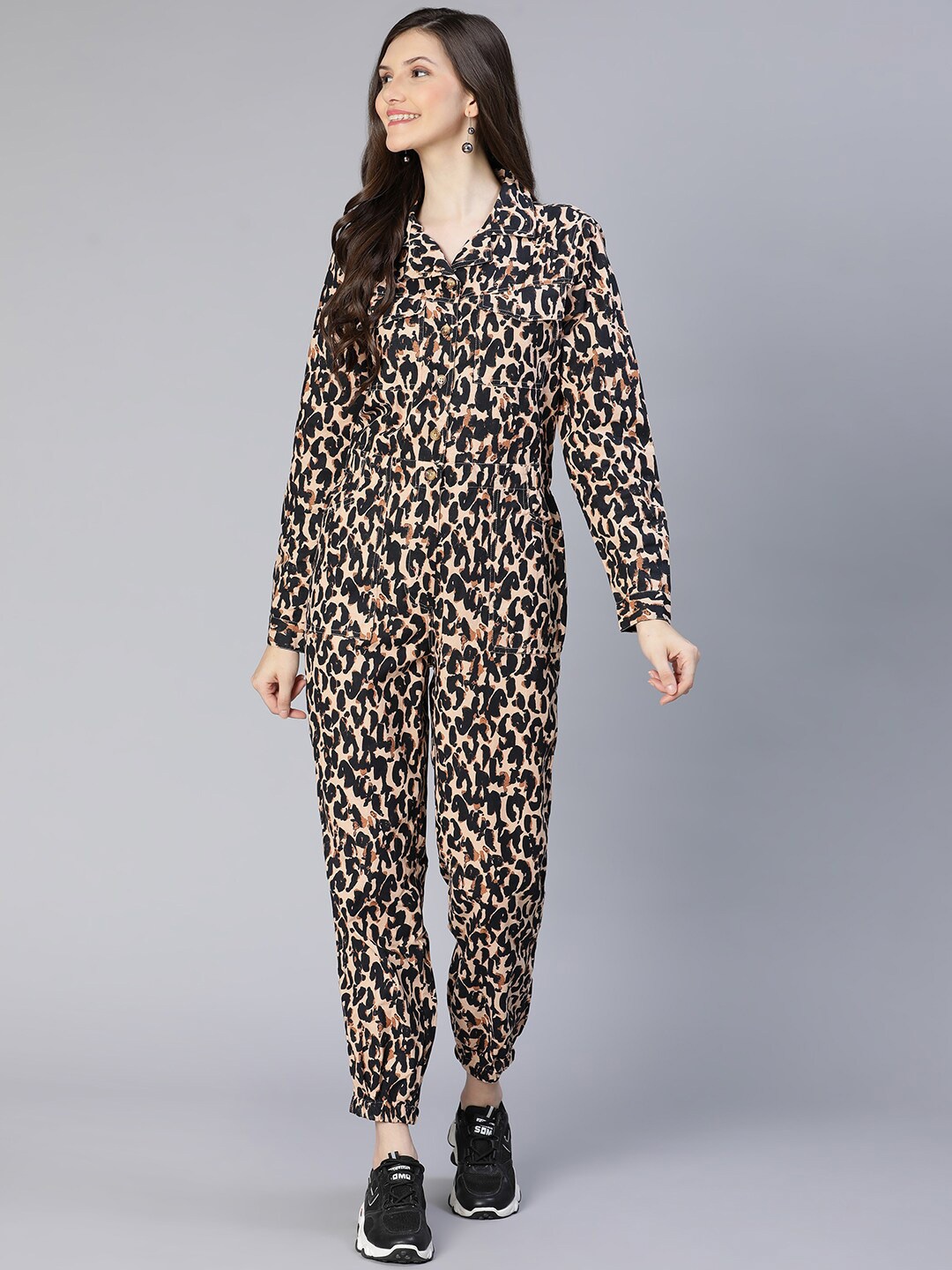 

Oxolloxo Women Black & Brown Printed Basic Jumpsuit