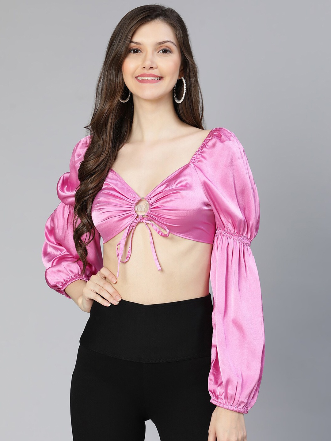 

Oxolloxo Women Purple Sweetheart Neck Crop Top