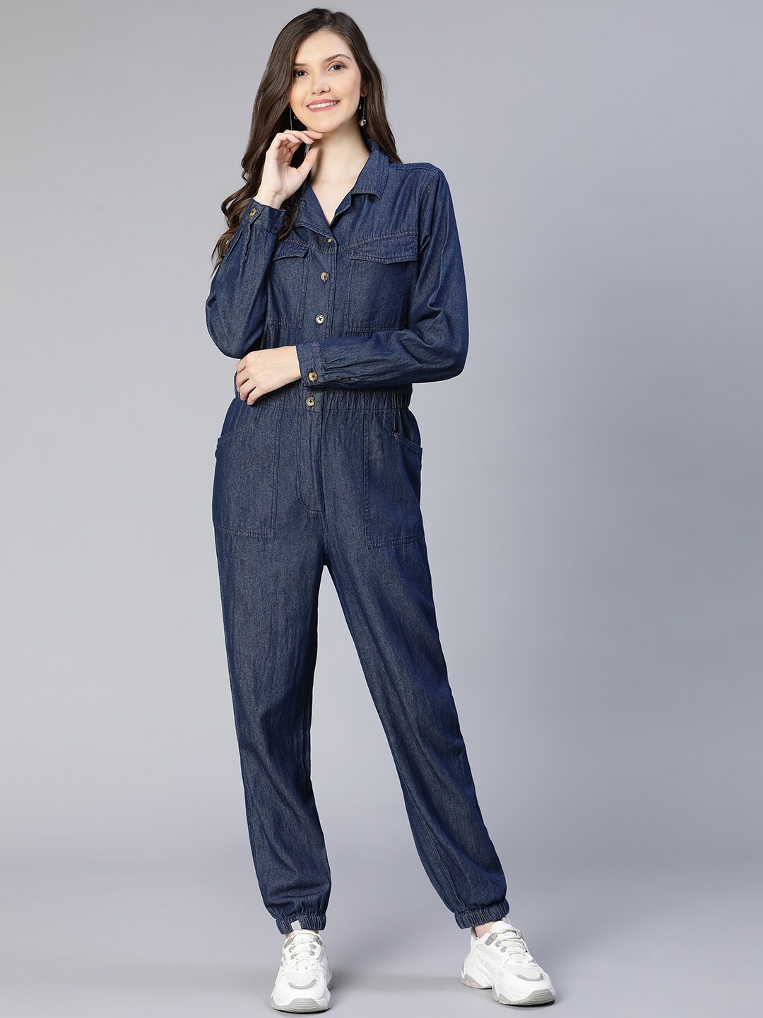 

Oxolloxo Women Navy Blue Basic Jumpsuit