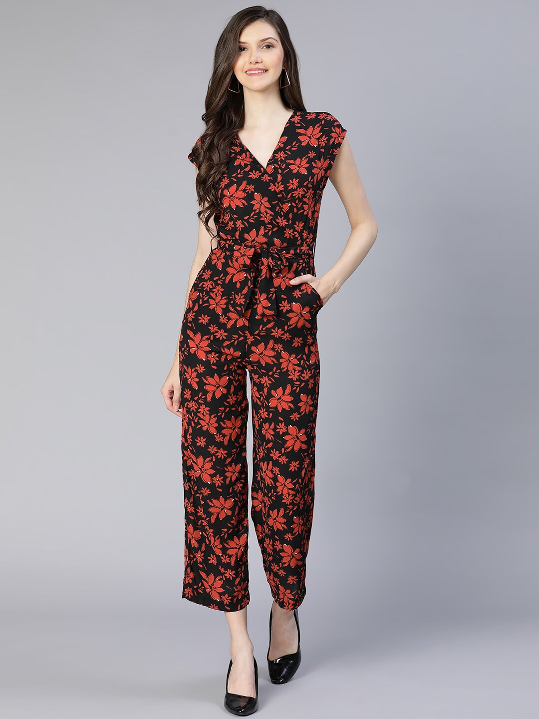 

Oxolloxo Women Black & Red Printed Basic Jumpsuit