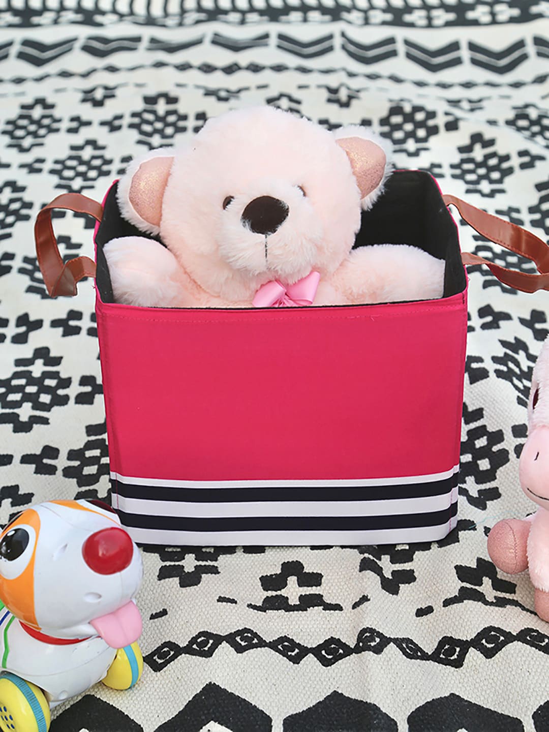 

My Gift Booth Pink & Blue Striped Storage Bin With Handles