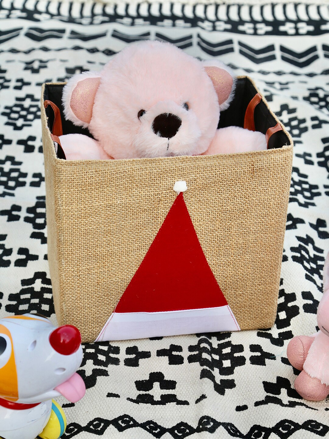 

My Gift Booth Beige Solid multipurpose Jute Organiser With Handle