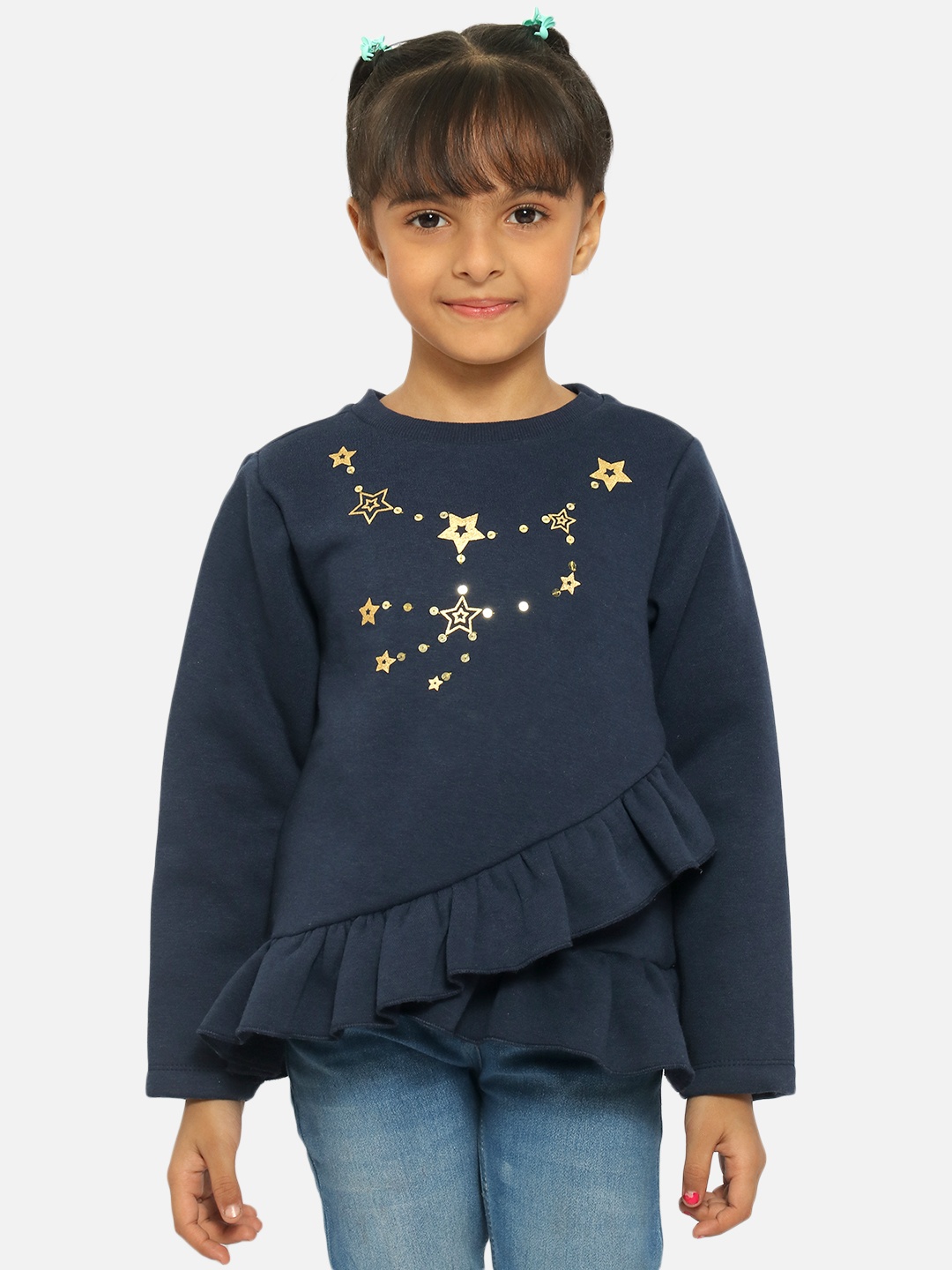 

Nauti Nati Girls Navy Blue Printed Sweatshirt