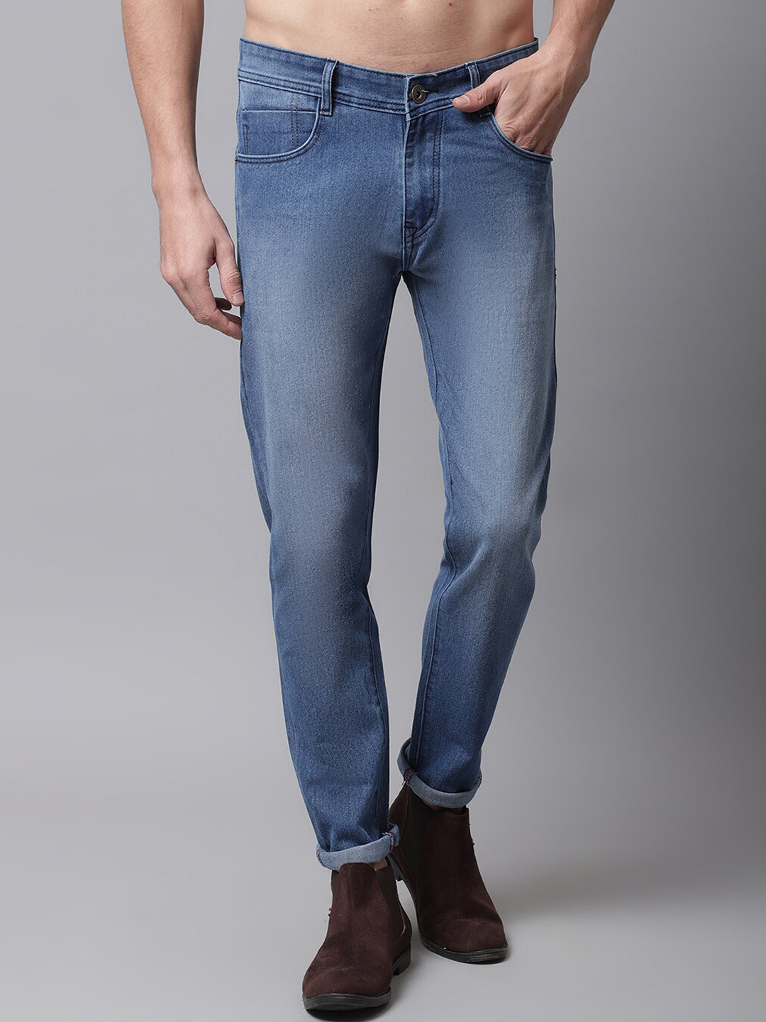 

Rodamo Men Blue Slim Fit Heavy Fade Stretchable Jeans