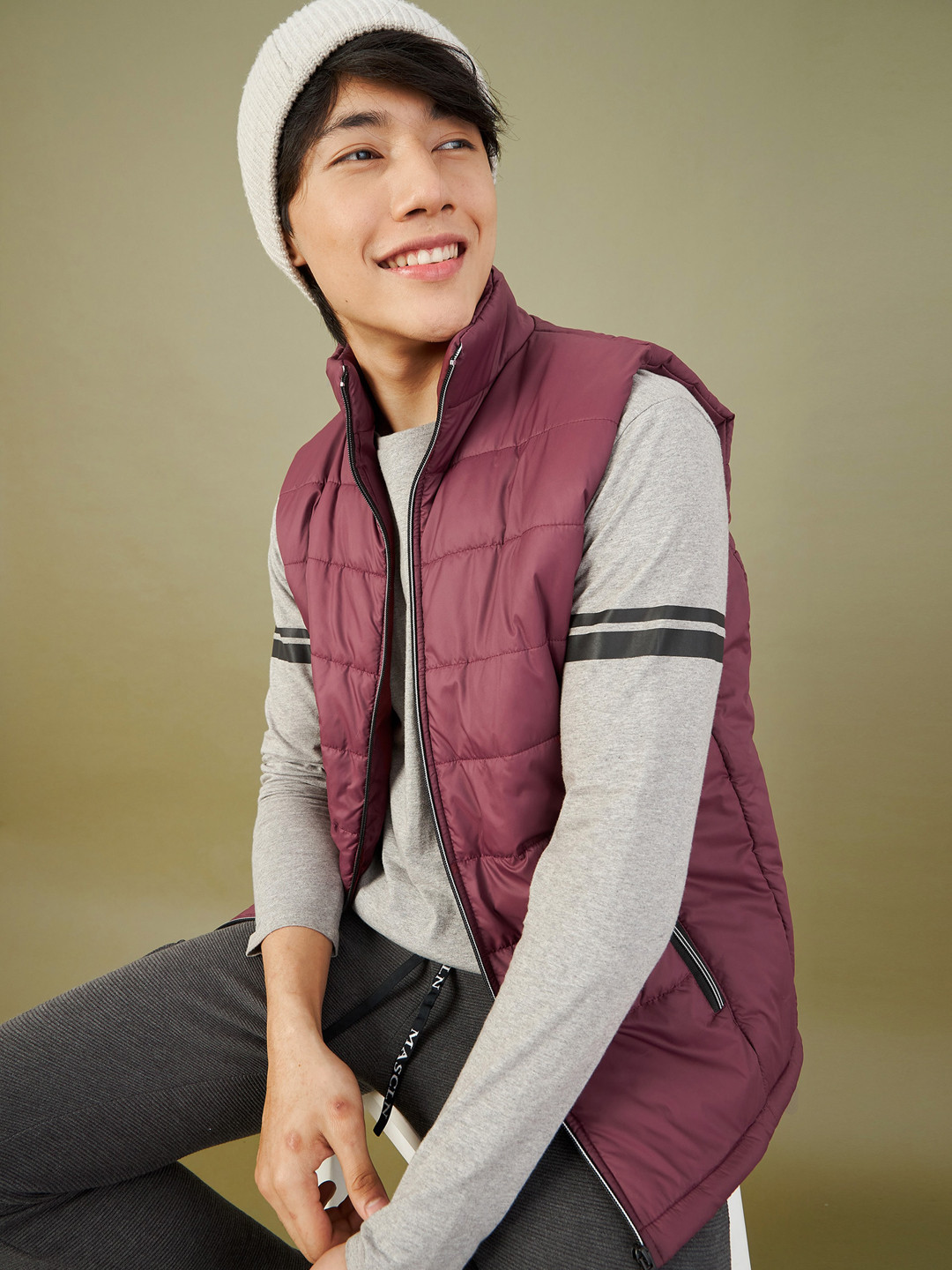 

MASCLN SASSAFRAS Men Maroon Quilted Jacket