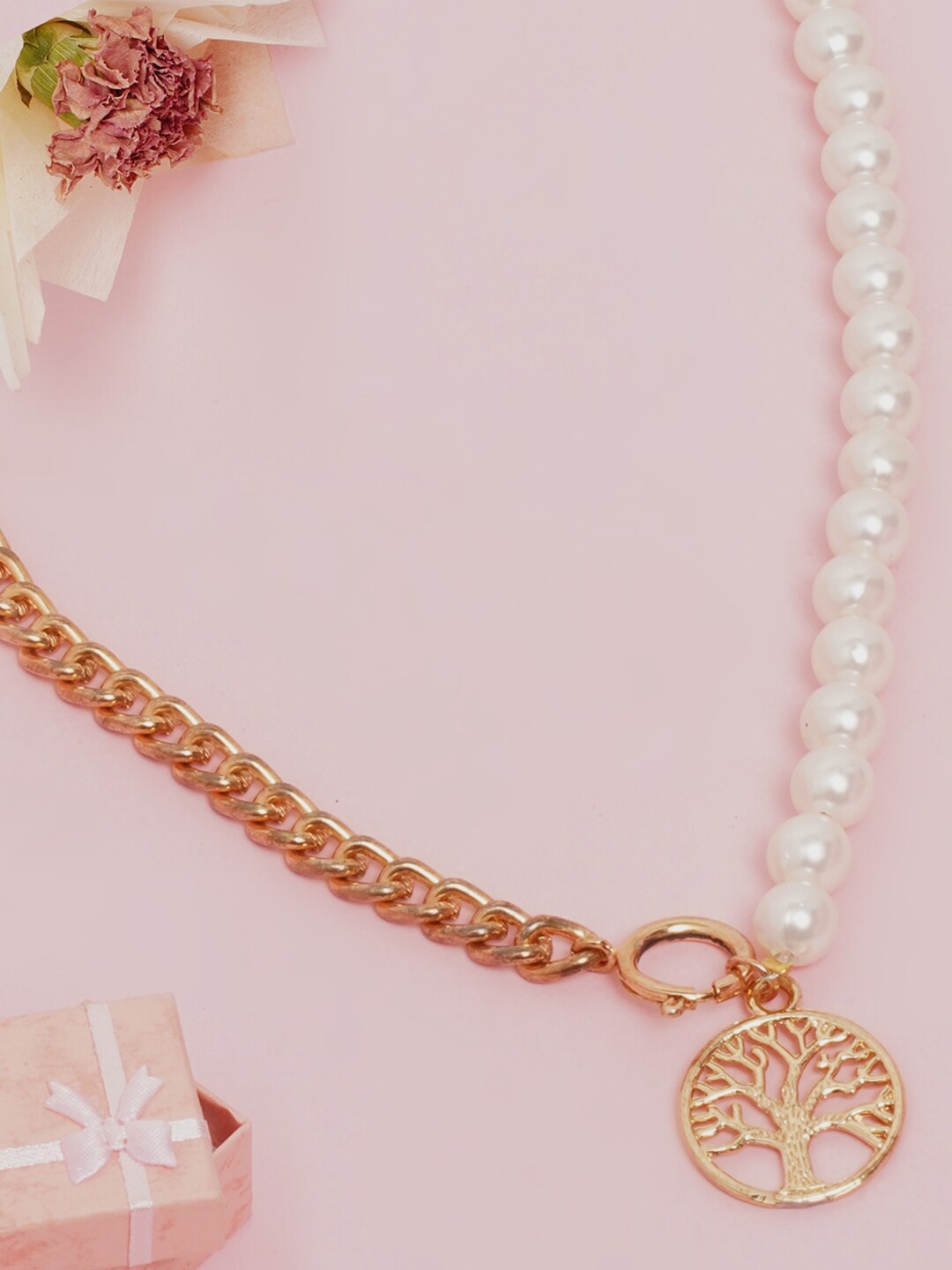 

DIVA WALK EXCLUSIVE Rose Gold & White Brass Rose Gold-Plated Handcrafted Chain