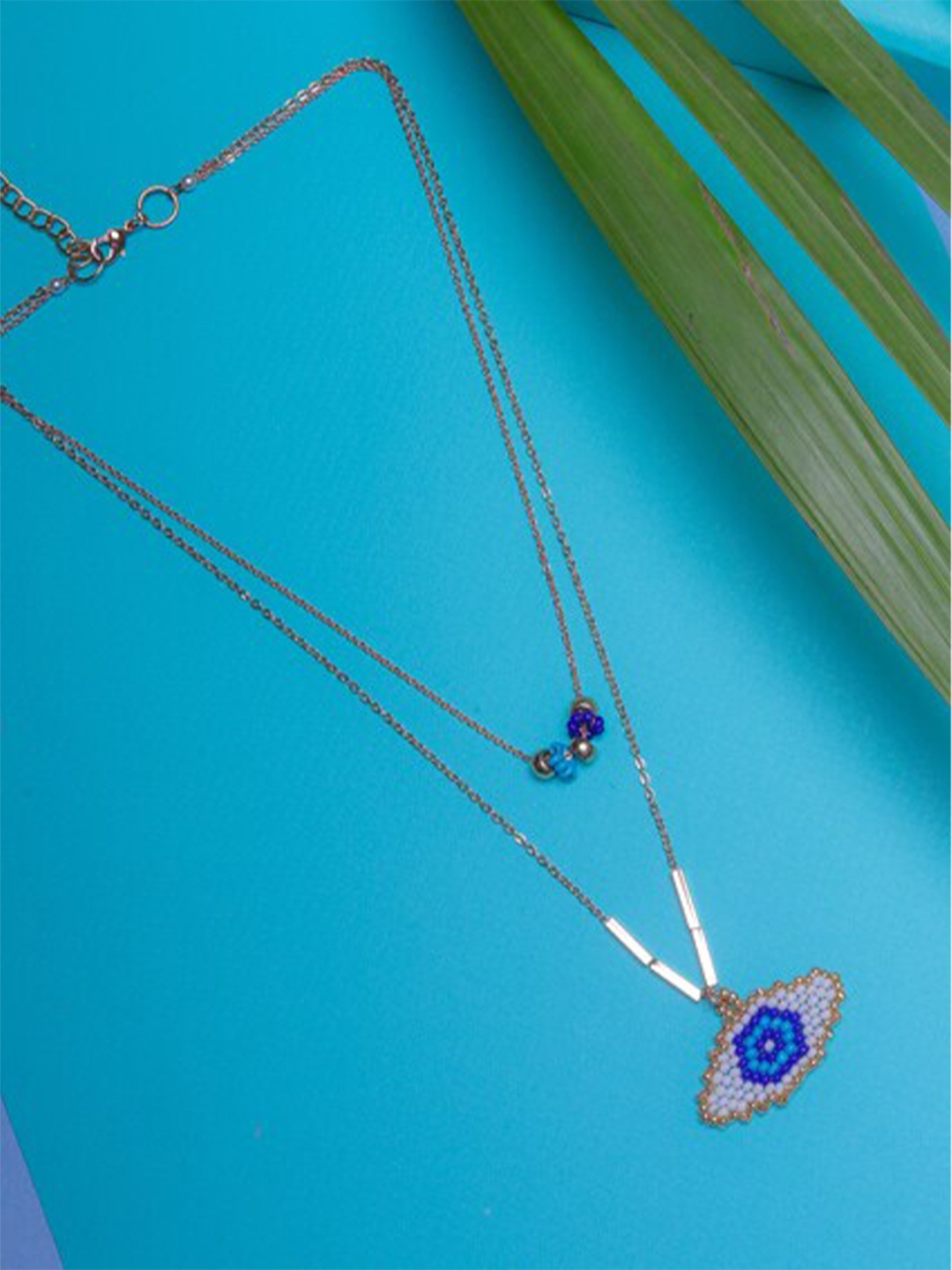 

DIVA WALK EXCLUSIVE Rose Gold & Blue Brass Rose Gold-Plated Layered Necklace