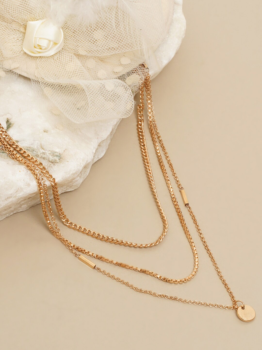 

DIVA WALK EXCLUSIVE Rose Gold Brass Rose Gold-Plated Layered Necklace