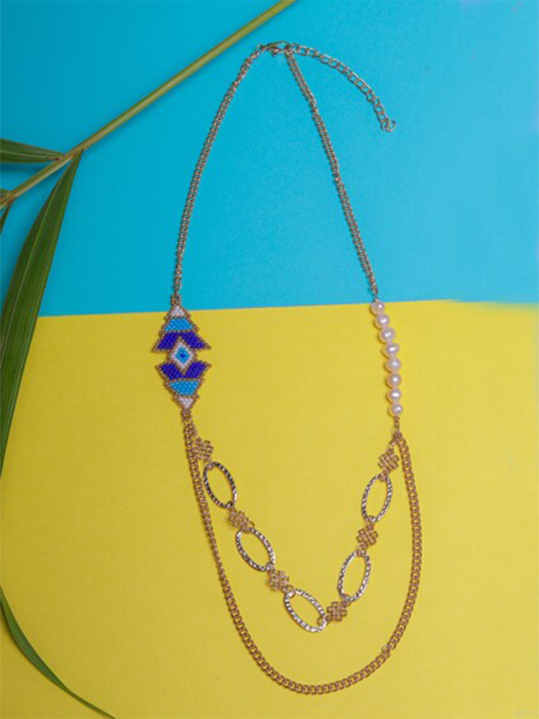 

DIVA WALK EXCLUSIVE Rose Gold & Blue Brass Rose Gold-Plated Layered Necklace