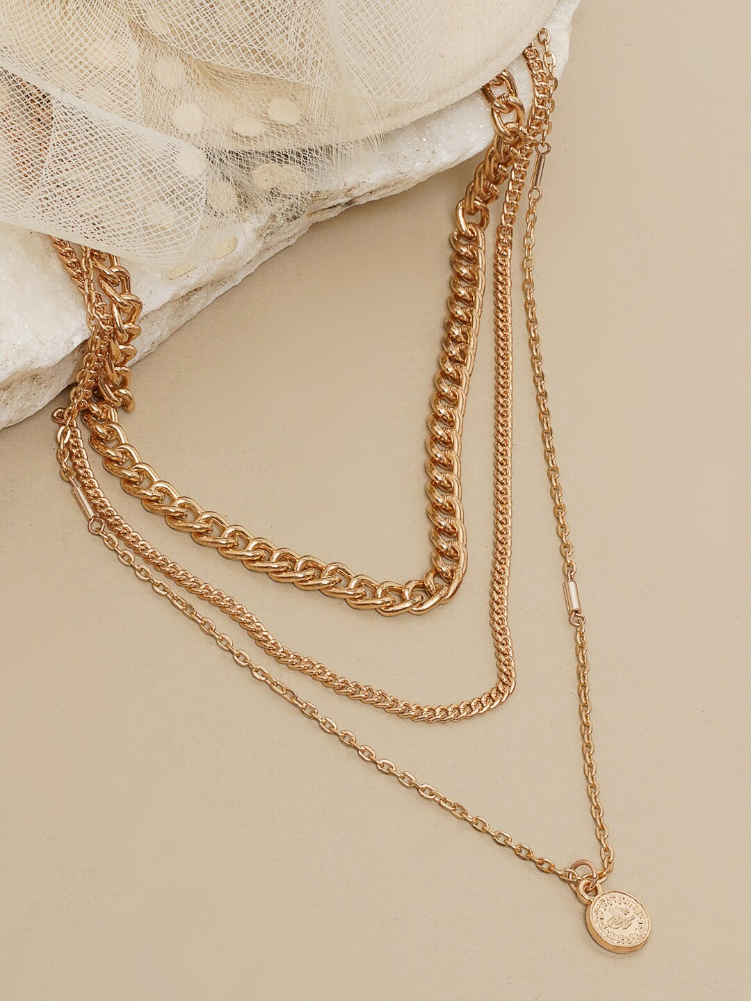 

DIVA WALK EXCLUSIVE Rose Gold Brass Rose Gold-Plated Layered Necklace