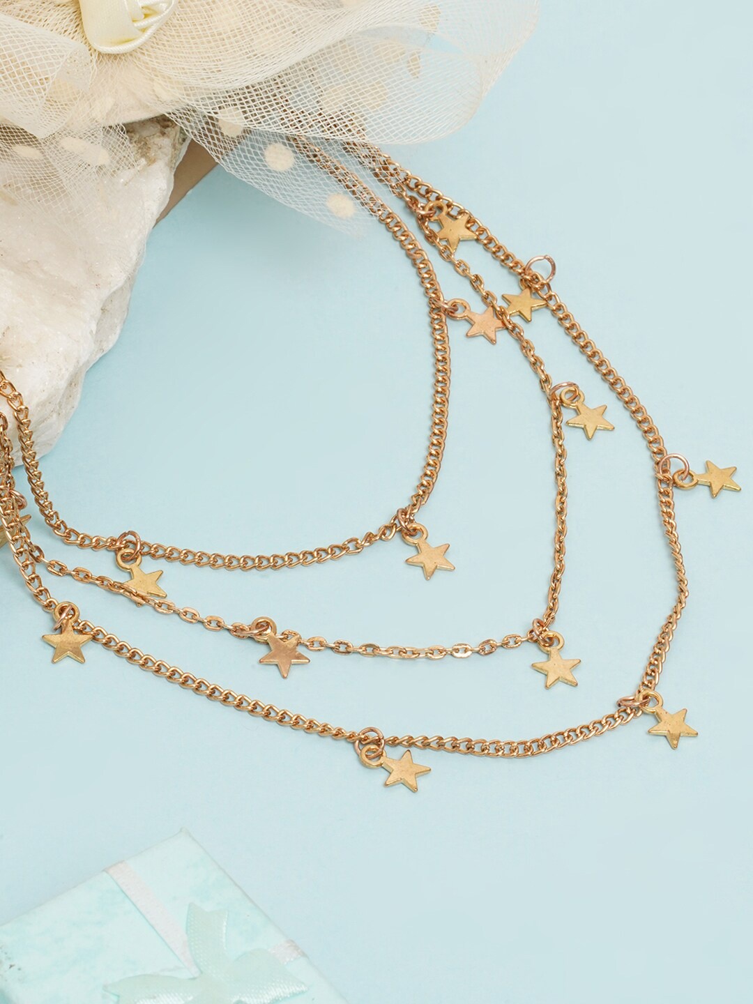 

DIVA WALK EXCLUSIVE Rose Gold Brass Rose Gold-Plated Layered Necklace