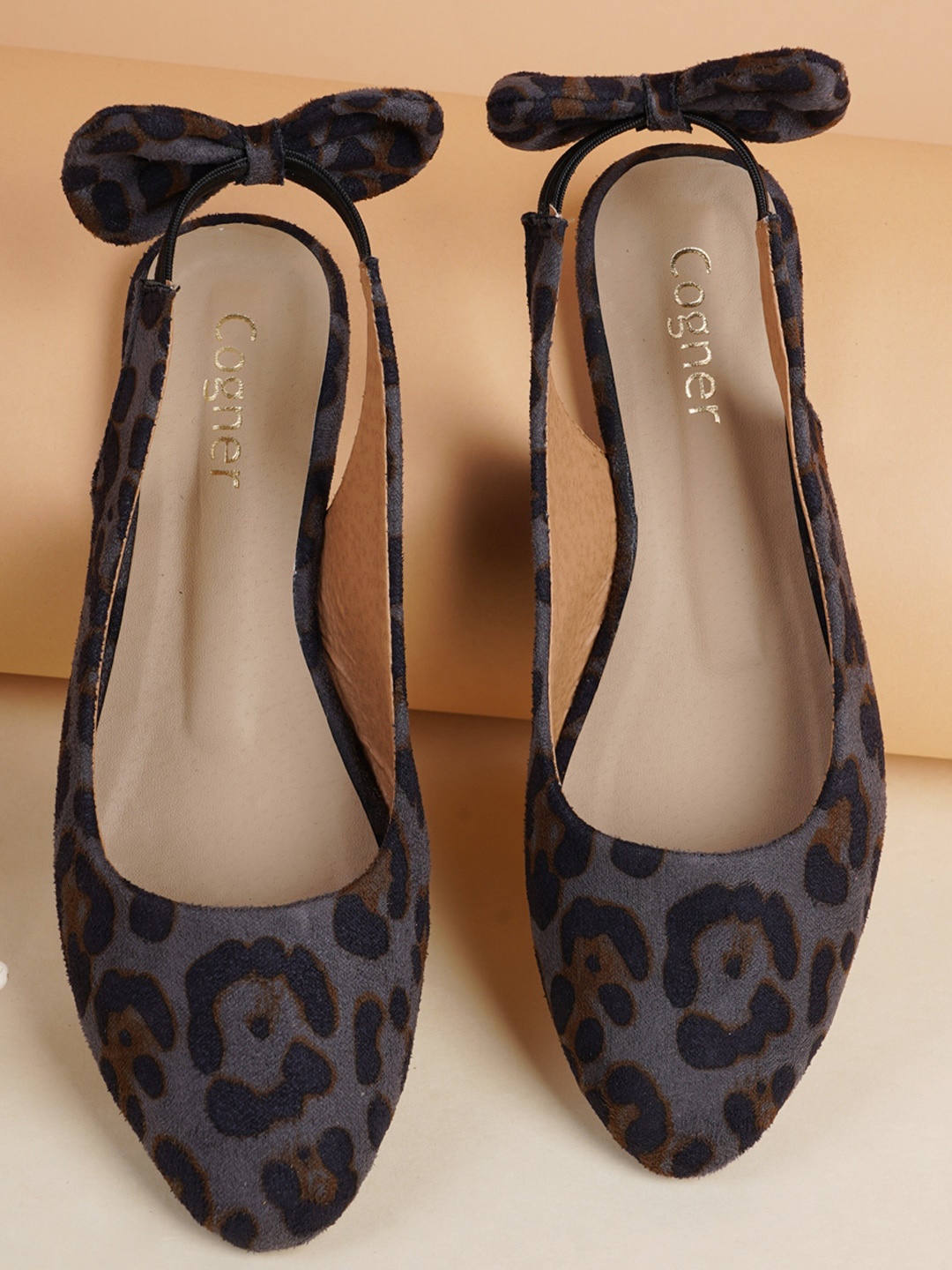 

Cogner Women Grey & Black Printed Synthetic Mules Flats with Bows