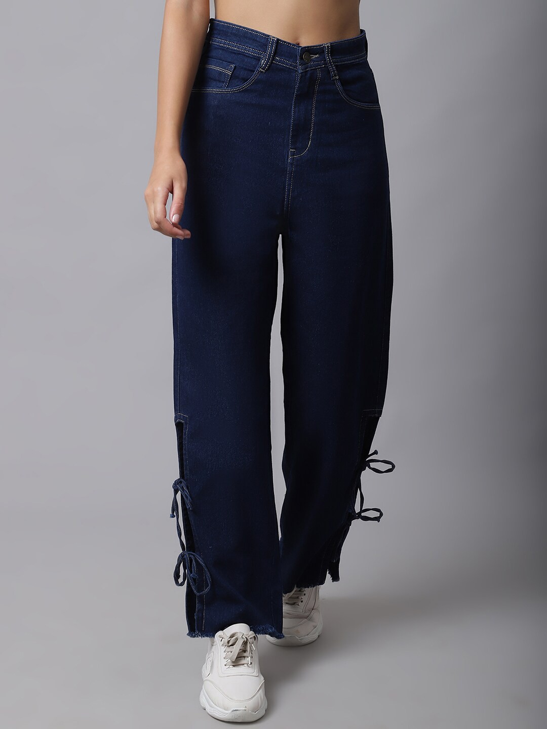 

River Of Design Jeans Women Blue Cotton Flared High-Rise Stretchable Jeans