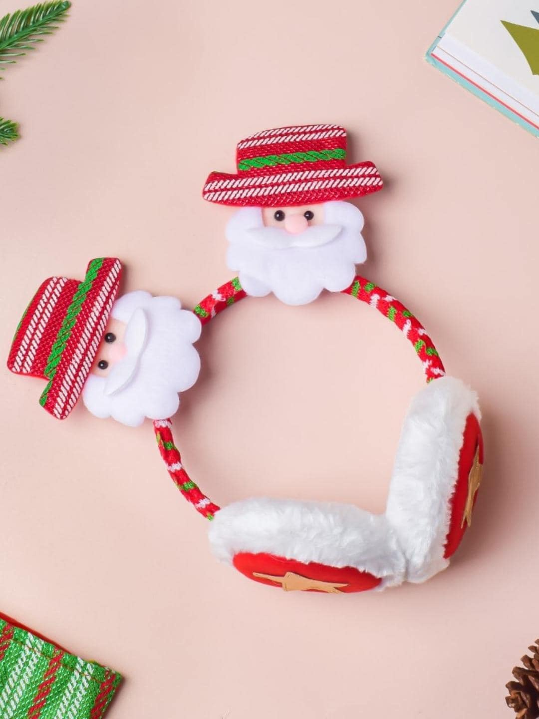 

Nestasia White and Red Santa Claus Winter Christmas Earmuffs