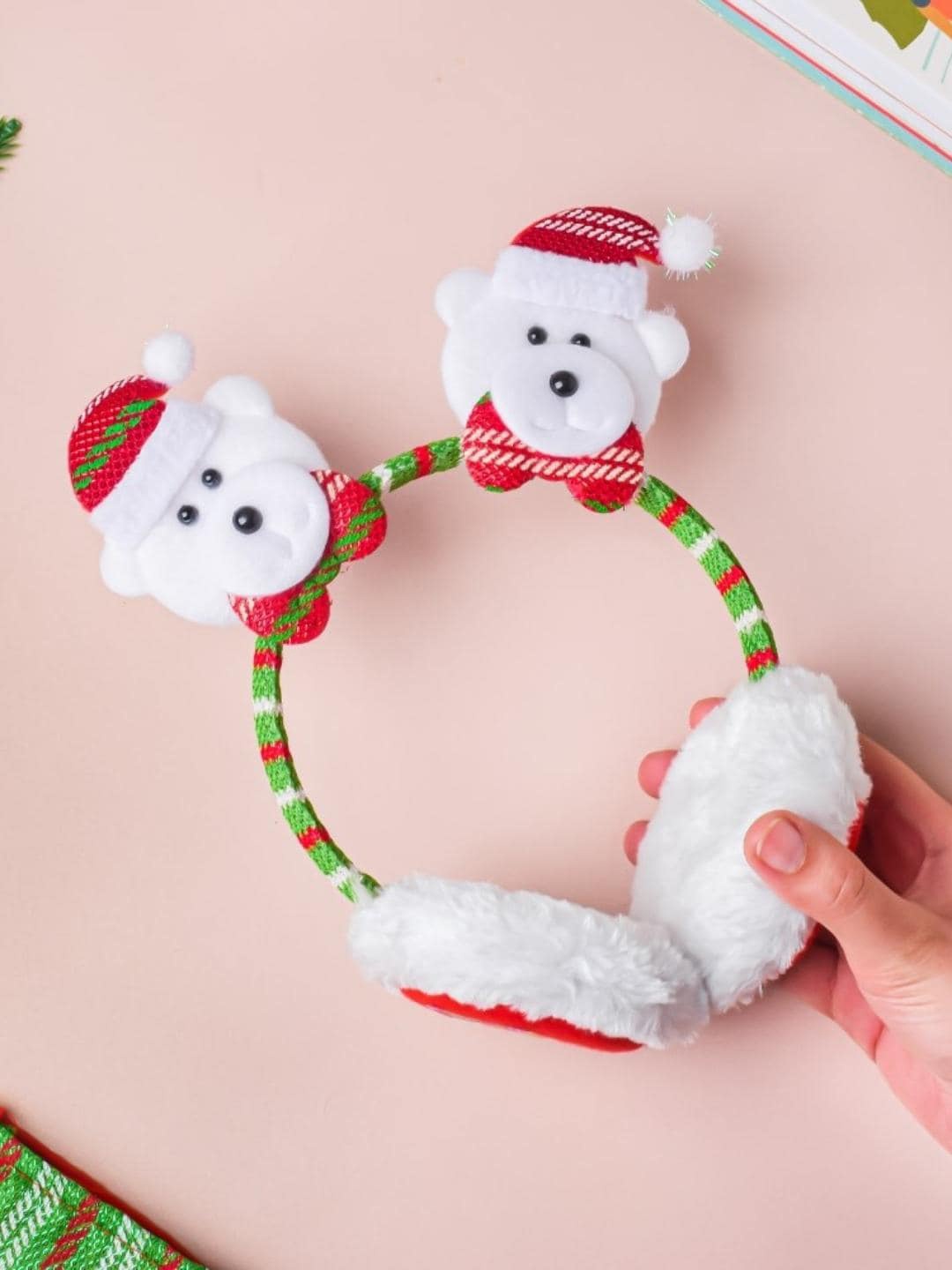 

Nestasia White and Red Bear Winter Christmas Earmuffs
