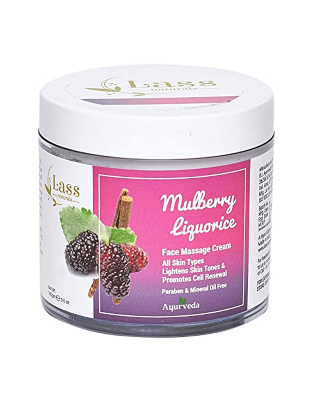 

Lass Naturals Mulberry Liquorice Whitening Face Massage Cream 100 g, White
