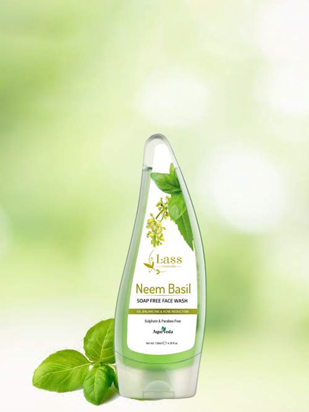 

Lass Naturals Neem & Basil Natural Face Wash - 130 ml, Green