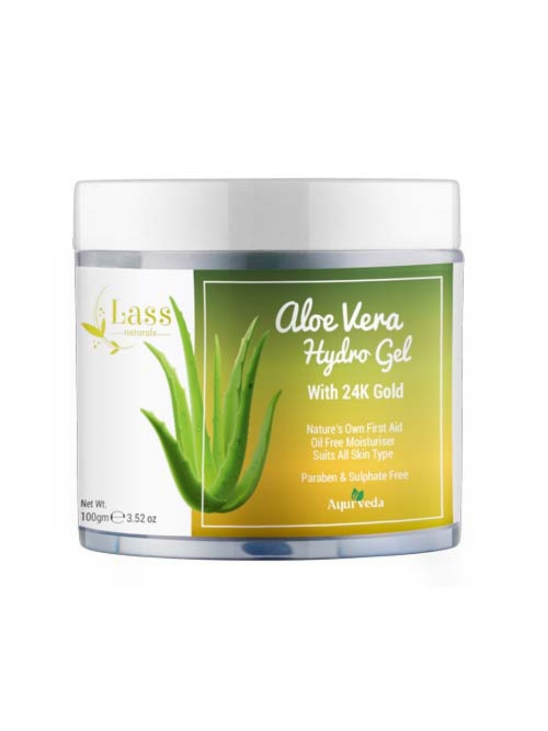 

Lass Naturals Aloe Vera Hydro Gel with 24 K Gold Leaf - 100 g, Green