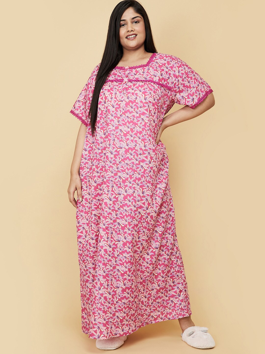 

max Pink Floral Printed Maxi Nightdress