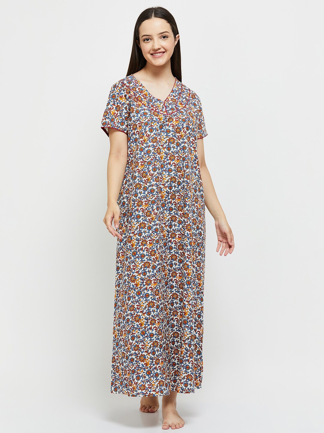 

max White Floral Printed Maxi Nightdress