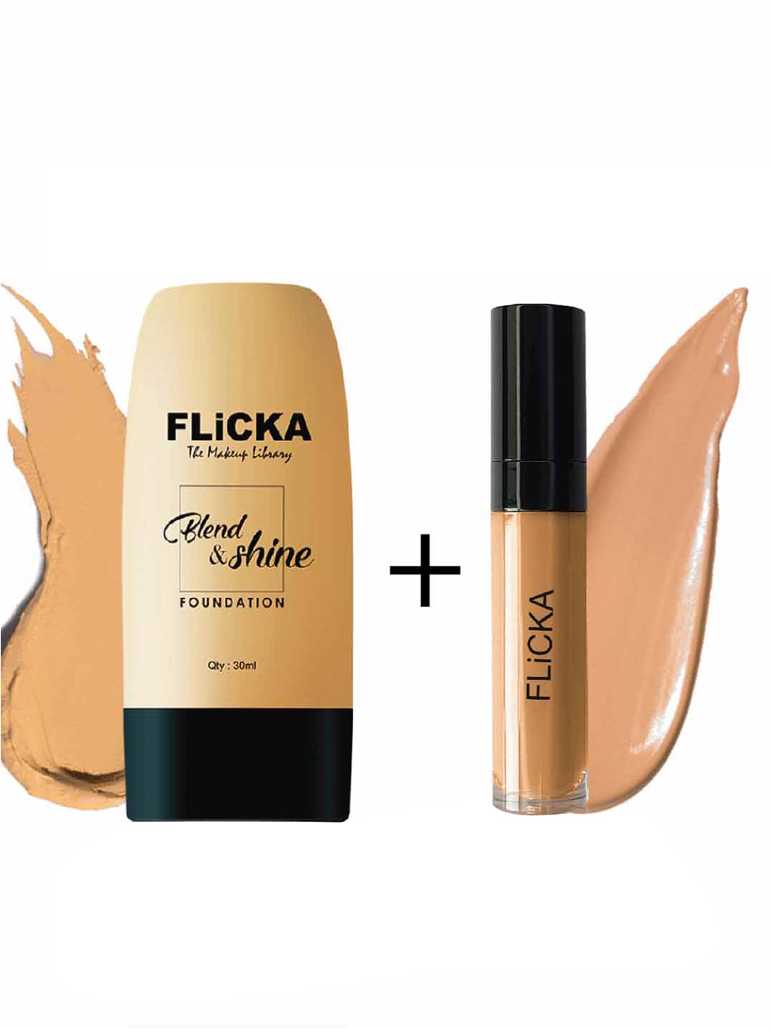 

FLiCKA Set of Blend & Shine Foundation 30ml & Cover Story Concealer 8.5ml - Walnut, Beige