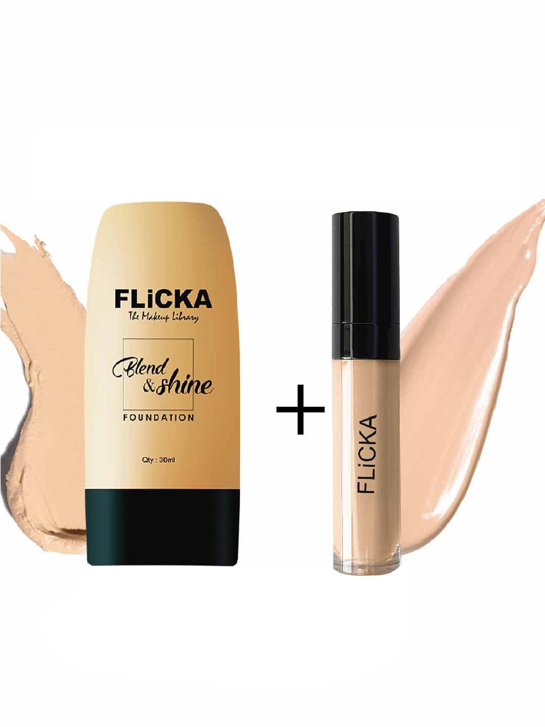 

FLiCKA Set of Blend & Shine Foundation 30ml & Cover Story Concealer 8.5ml - Ivory, Beige