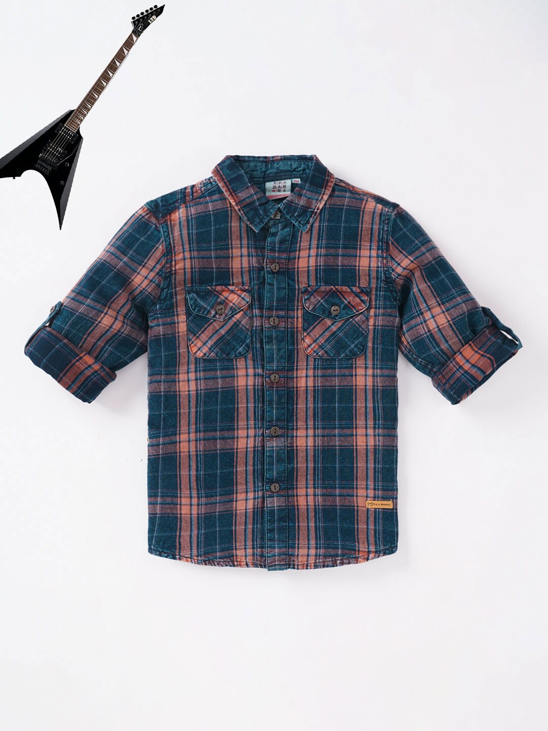 

Ed-a-Mamma Boys Blue Tartan Checks Checked Casual Shirt