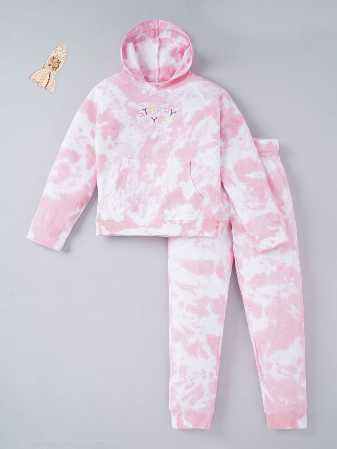 

Ed-a-Mamma Girls Pink & White Dyed T-shirt with Trousers