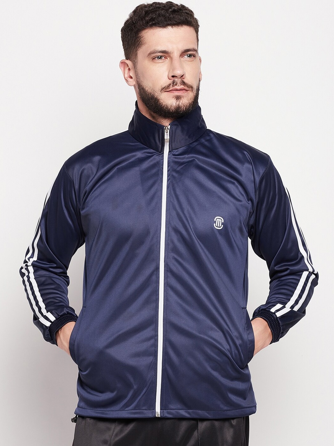 

MOZAFIA Men Navy Blue Lightweight Running Sporty Jacket