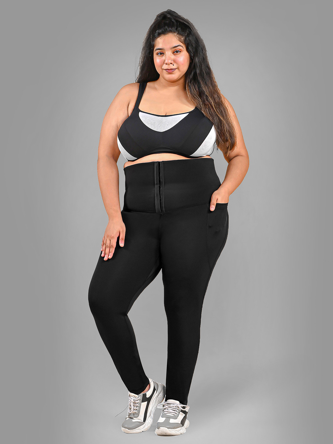 

Bellofox Women Black Solid High Waist Corset Yoga Tights