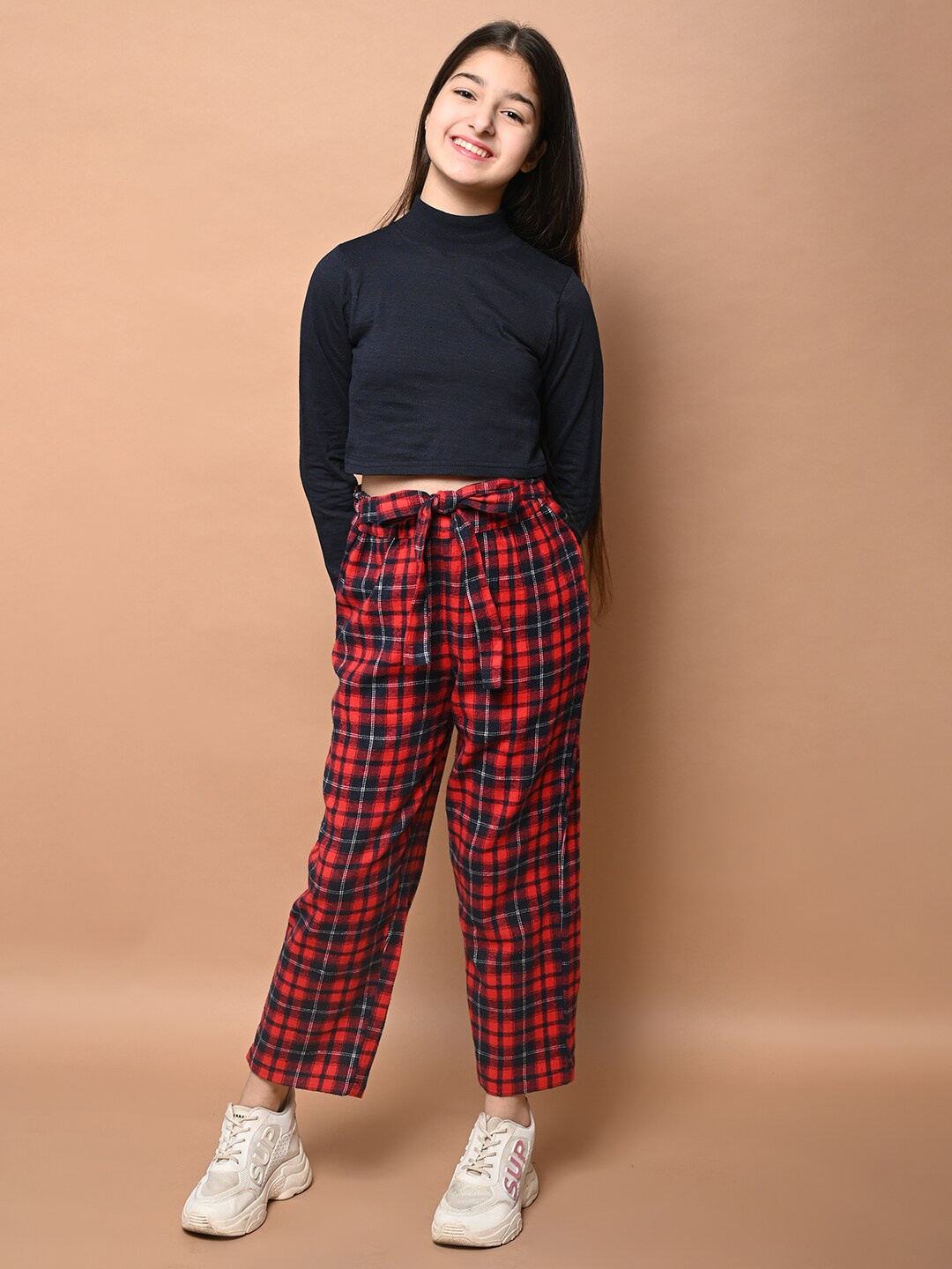 

LilPicks Girls Navy Blue & Red T-shirt with Trousers