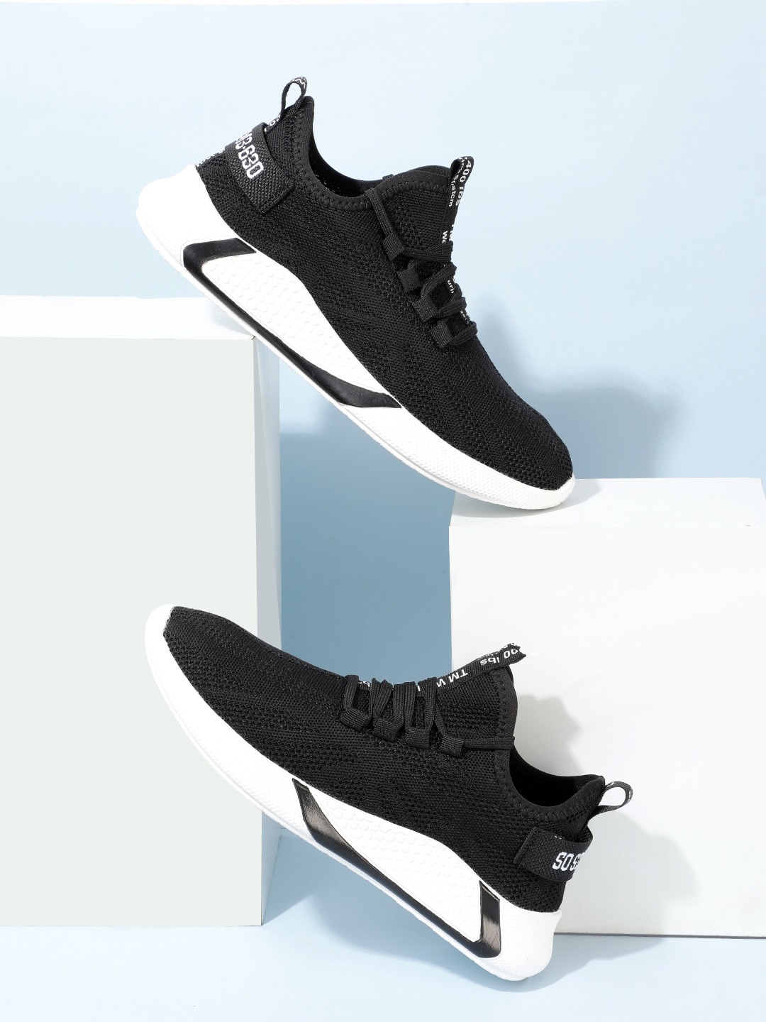 

RapidBox Men Black Woven Design Sneakers