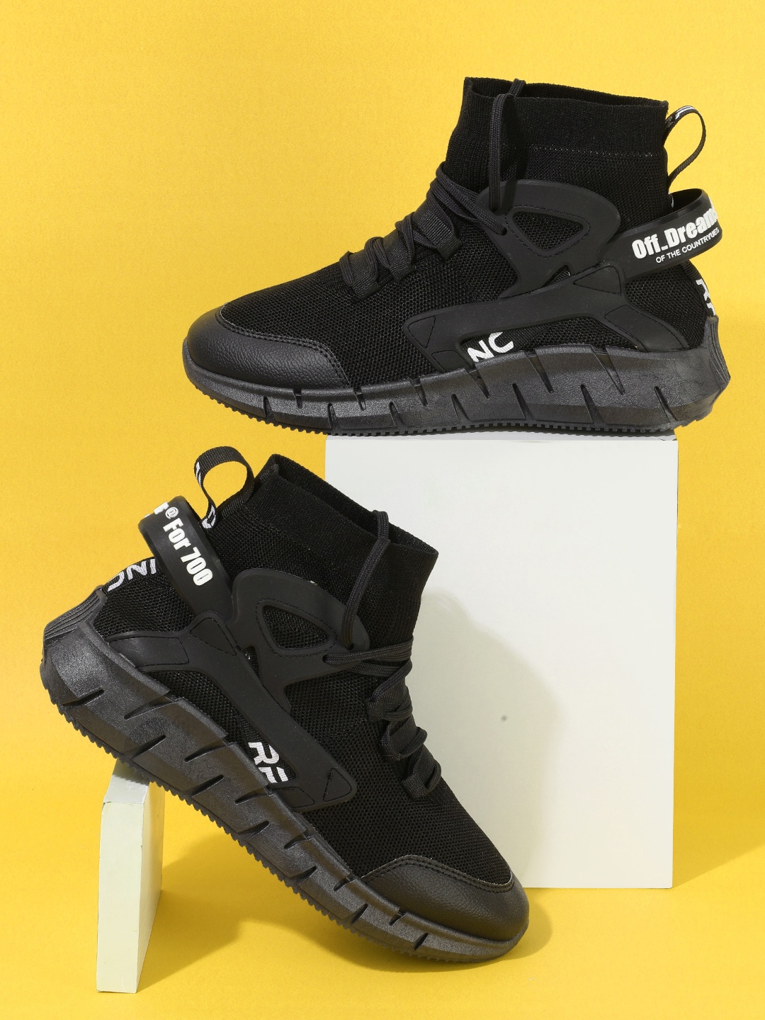 

RapidBox Men Black Woven Design Sneakers