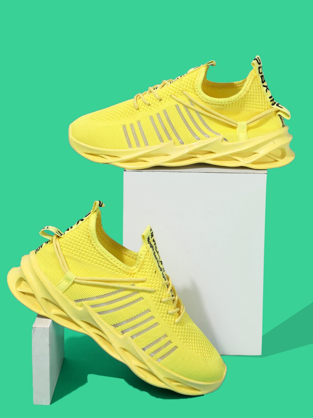 

RapidBox Men Yellow Striped Sneakers