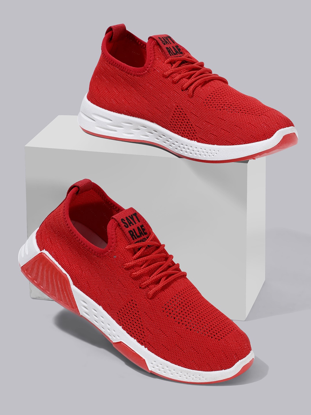 

RapidBox Men Red Woven Design Sneakers
