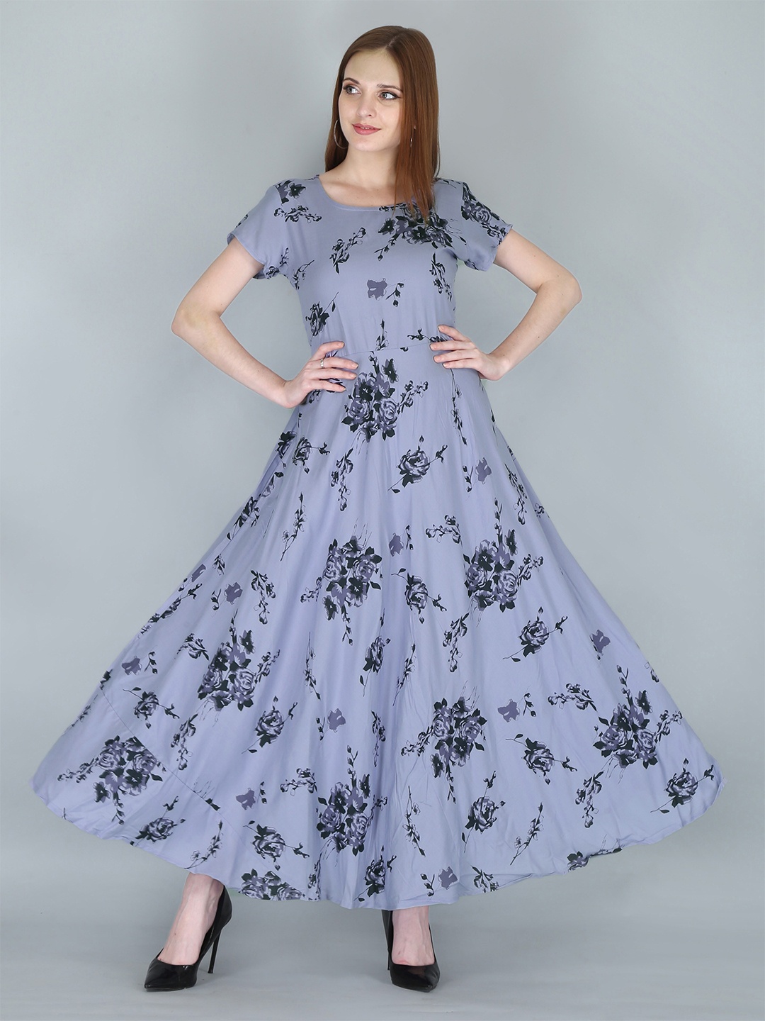 

KALINI Purple Floral Ethnic Maxi Maxi Dress