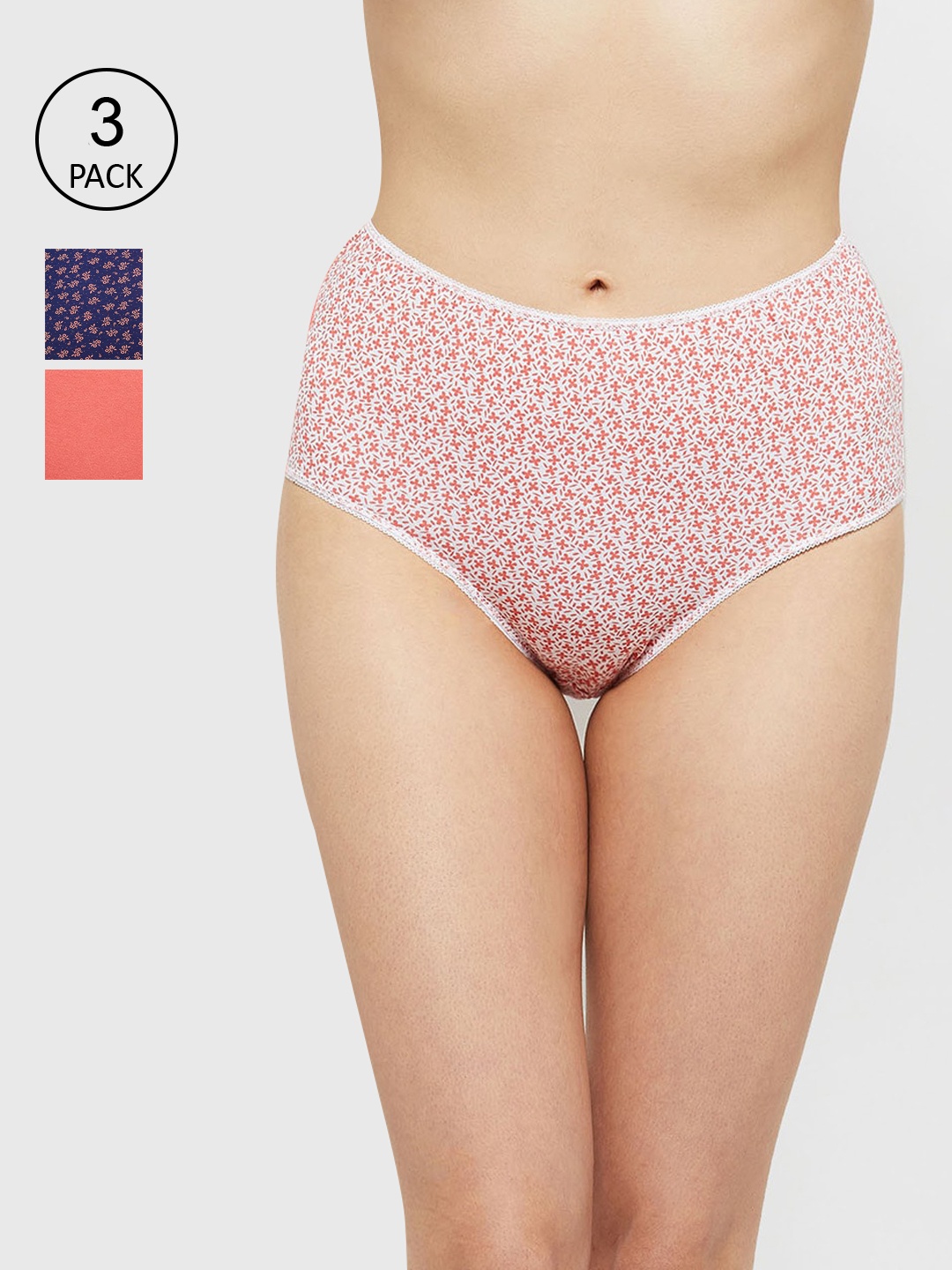 

max Women Pack Of 3 Printed Cotton Hipster Briefs, Peach