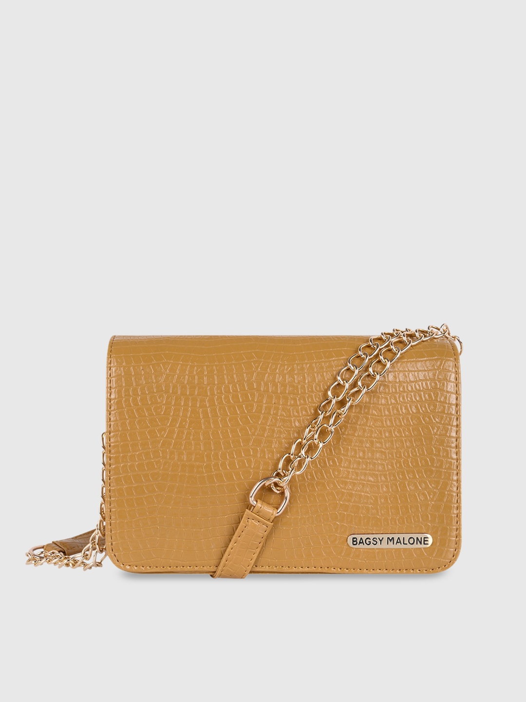 

Bagsy Malone Mustard Textured Structured Sling Bag