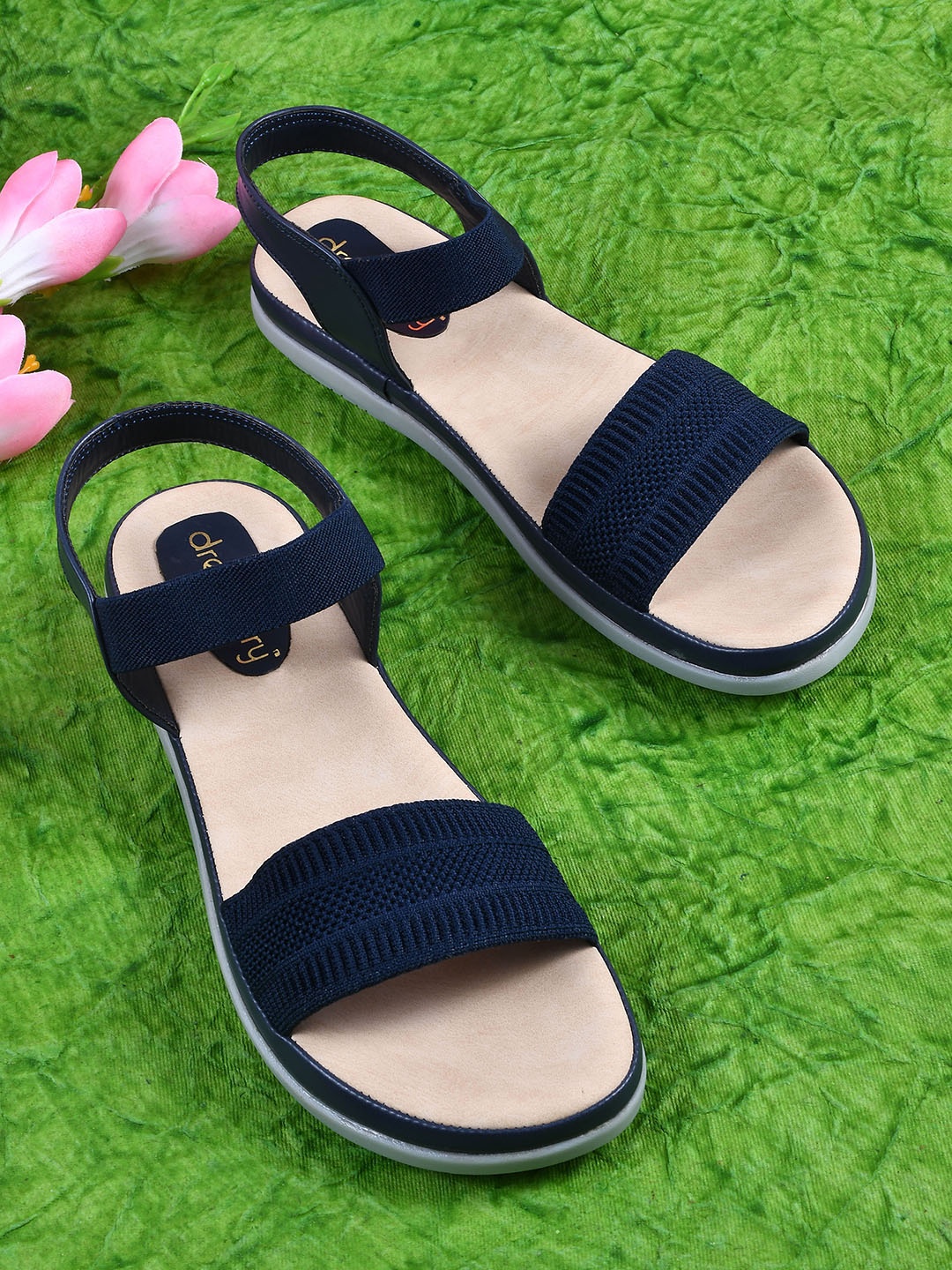 

DressBerry Women Navy Blue Open Toe Flats