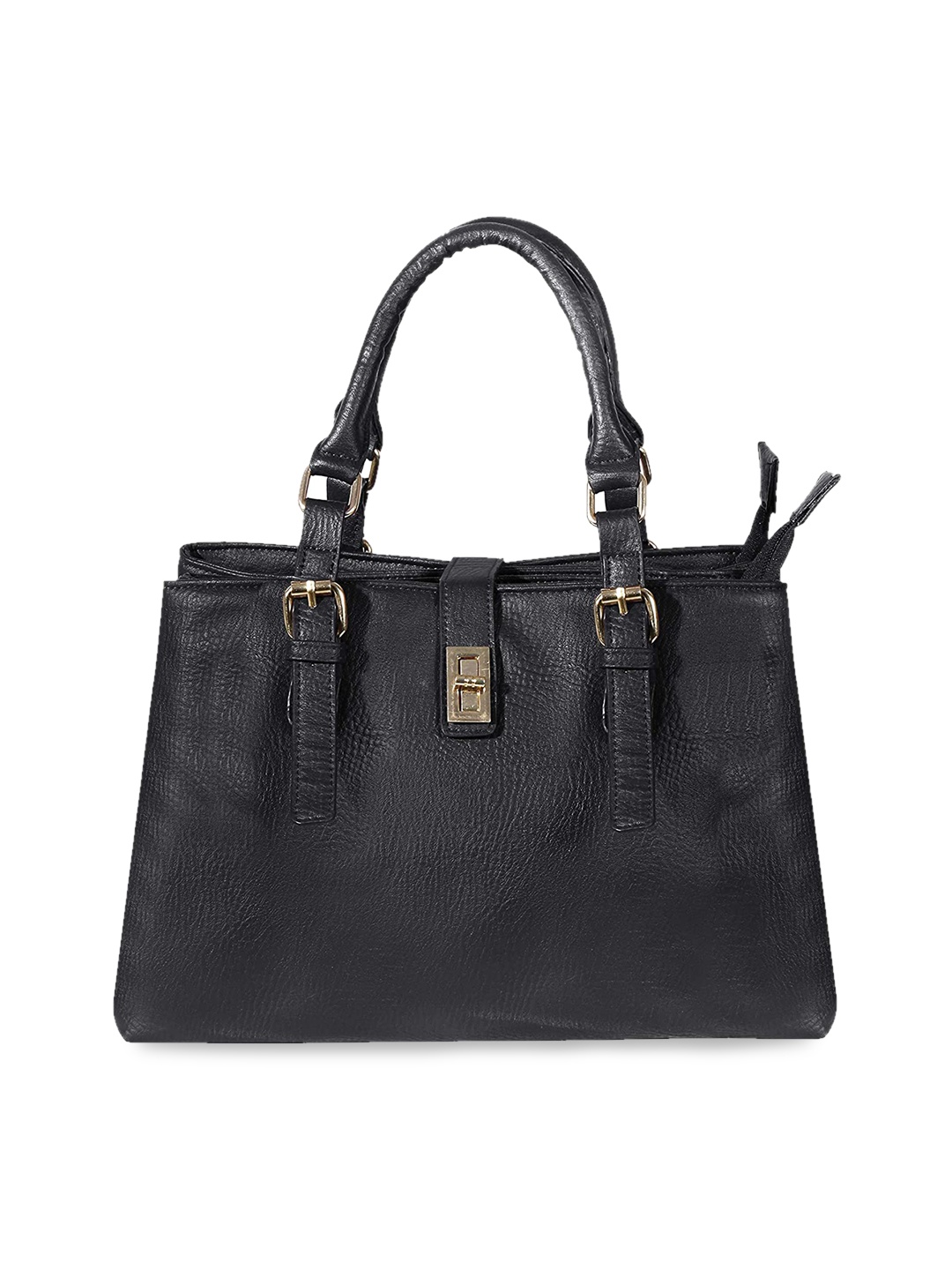 

OsaiZ Black PU Structured Handheld Bag