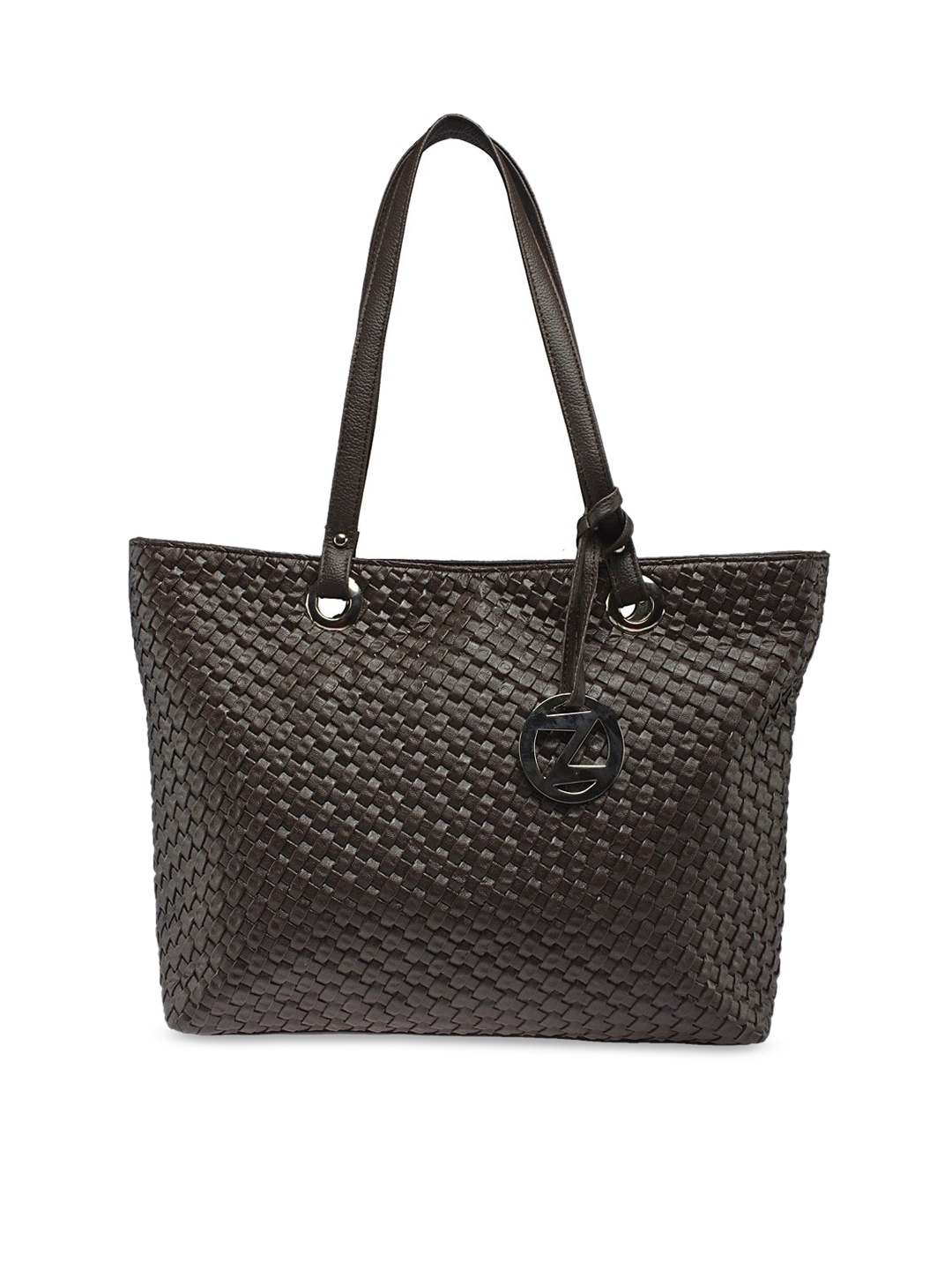 

OsaiZ Brown PU Oversized Structured Shoulder Bag with Quilted