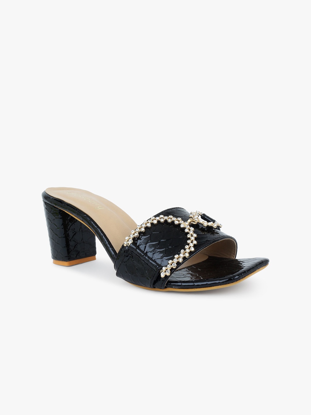 

DressBerry Women Black Embellished Block Sandals