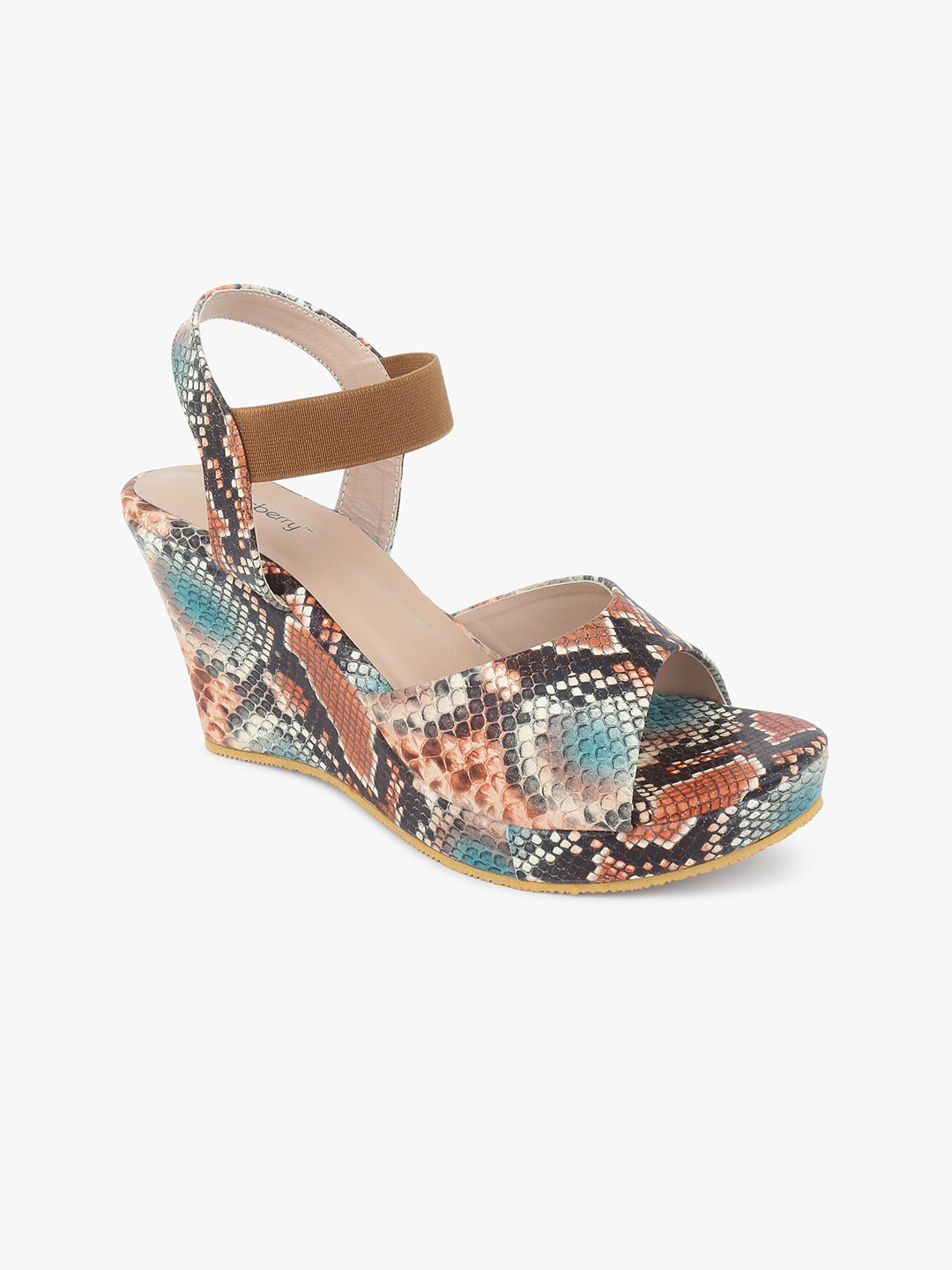 

DressBerry Women Green & Brown Textured Wedge Sandals