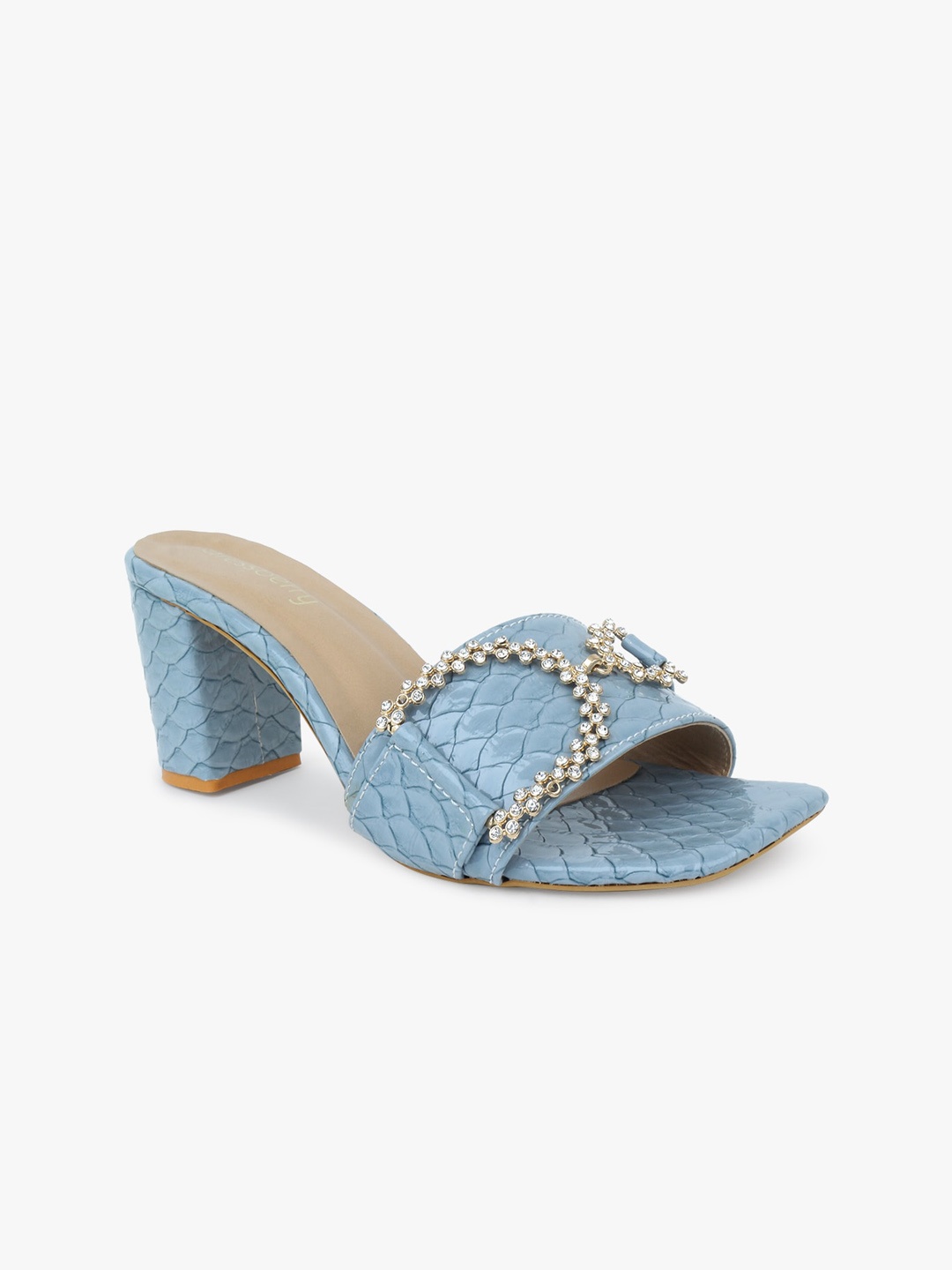 

DressBerry Women Blue & Beige Embellished Block Sandals