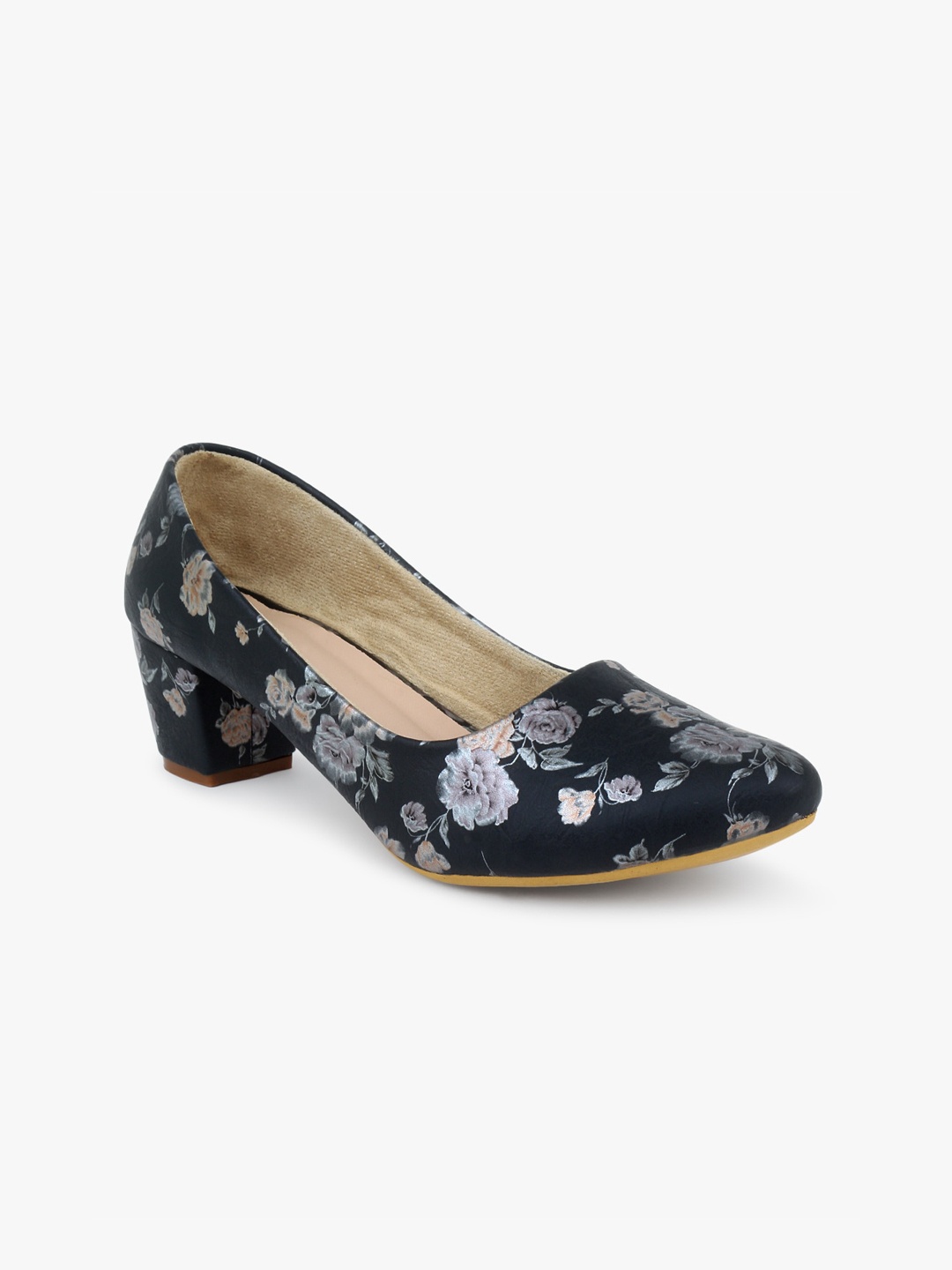 

DressBerry Women Black & Beige Printed Block Pumps