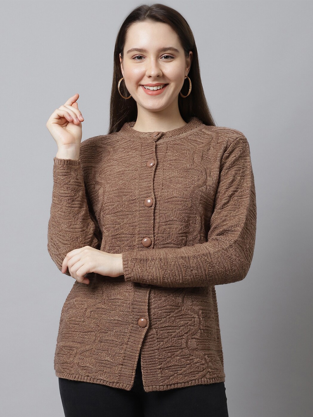 

VANYA Women Brown Cable Knit Cardigan