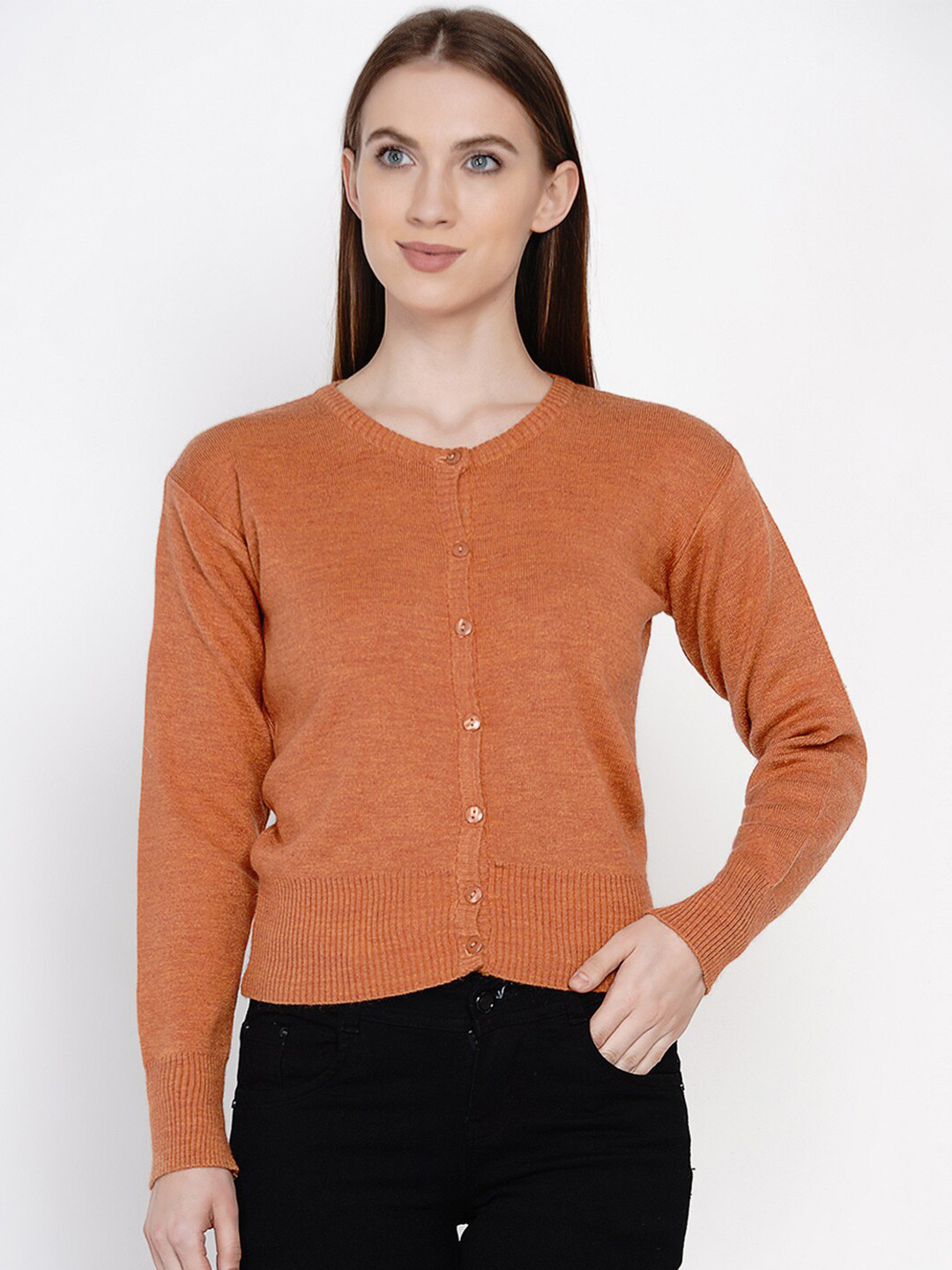 

FABNEST Women Orange Cardigan