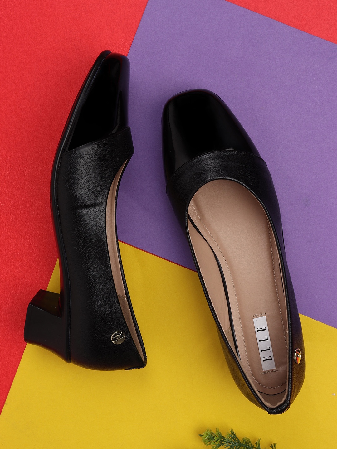 

ELLE Black Solid Block Pumps